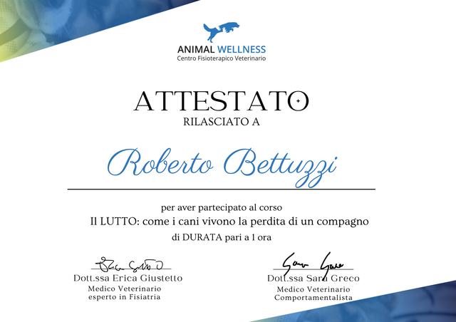 Attestato animal wellness