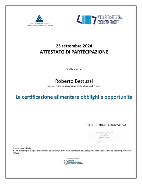 Certificazione alimentare