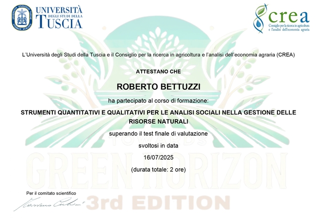 Attestato crea bettuzzi roberto